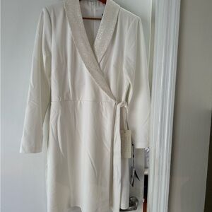 Adrianna Papell white sequin collar Tuxedo Dress